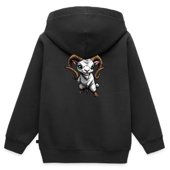 Karikatur Ziege - Kinder Premium Organic Zip Hoodie - Schwarz - Hinten - AI Model Kid Male (0cm)