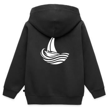 Segelclub Feeling für unterwegs - Kinder Premium Organic Zip Hoodie - Schwarz - Hinten - AI Model Kid Male (0cm)