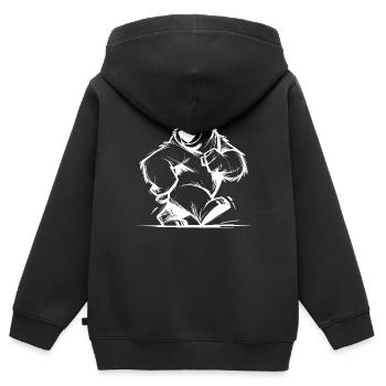 Knuffiger Bär ein Star im Kinderzimmer - Kinder Premium Organic Zip Hoodie - Schwarz - Hinten - AI Model Kid Male (0cm)