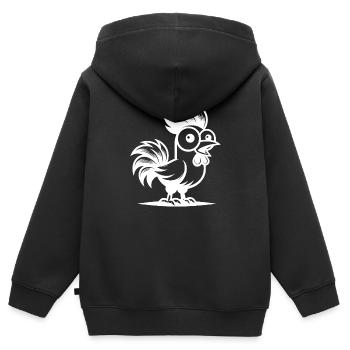 Lustiger Cartoon Hahn mit dem rockigen Haarschnitt - Kinder Premium Organic Zip Hoodie - Schwarz - Hinten - AI Model Kid Male (0cm)