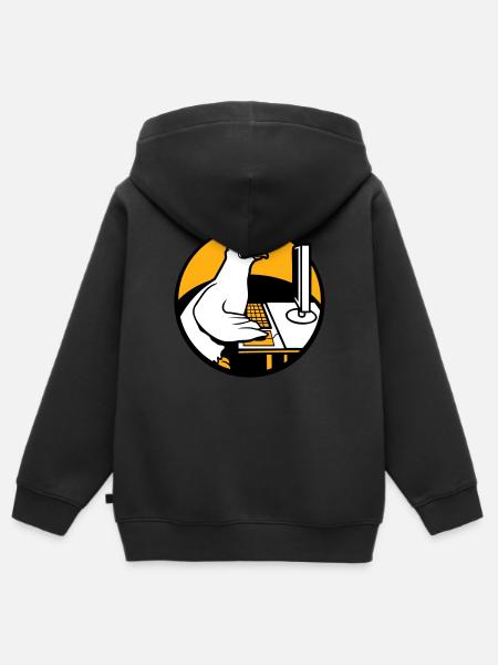 Pigeon Works Office Computer Keyboard Mouse Gamer - Kids Premium Organic Zip-up Hoodie - black