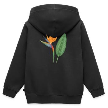 Strelitzia – exotic blossoms - Kids Premium Organic Zip-up Hoodie - black - Back - AI Model Kid Male (0cm)