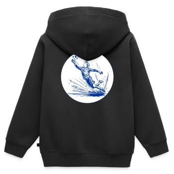 Torwart (blau-weiß) - Kinder Premium Organic Zip Hoodie - Schwarz - Hinten - AI Model Kid Male (0cm)