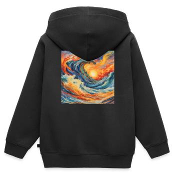 Déluge enflammé - Sweat Premium à capuche zippé enfant bio - noir - Dos - AI Model Kid Male (0cm)