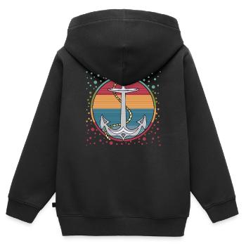 Ancre - Sweat Premium à capuche zippé enfant bio - noir - Dos - AI Model Kid Male (0cm)