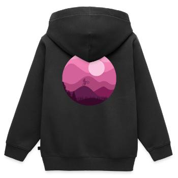 Cycliste de montagnes - Sweat Premium à capuche zippé enfant bio - noir - Dos - AI Model Kid Male (0cm)