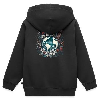 Terre - Sweat Premium à capuche zippé enfant bio - noir - Dos - AI Model Kid Male (0cm)