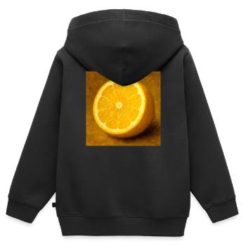 Zitrone spalten - Kinder Premium Organic Zip Hoodie - Schwarz - Hinten - AI Model Kid Male (0cm)