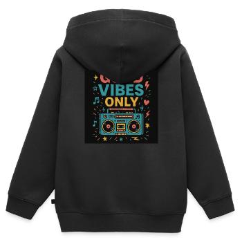 Nur Vibes - Kinder Premium Organic Zip Hoodie - Schwarz - Hinten - AI Model Kid Male (0cm)