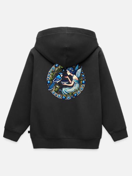 Blauhäher Fee - Kinder Premium Organic Zip Hoodie - Schwarz