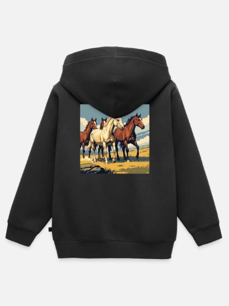 Quarter Horse Herde - Kinder Premium Organic Zip Hoodie - Schwarz