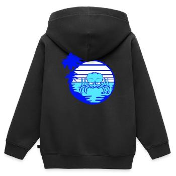 Oktopus Meer Sonnenuntergang Strand Urlaub Linien - Kinder Premium Organic Zip Hoodie - Schwarz - Hinten - AI Model Kid Male (0cm)