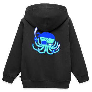Oktopus Pirat Crew Kapitän Segler Freibeuter Segel - Kinder Premium Organic Zip Hoodie - Schwarz - Hinten - AI Model Kid Male (0cm)
