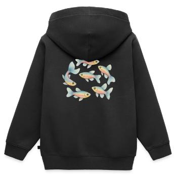 Pastellfische im Schwarm - Kinder Premium Organic Zip Hoodie - Schwarz - Hinten - AI Model Kid Male (0cm)