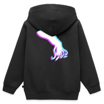 Oktopus 3D Illusion Design cool blau rot cyan rosa - Kinder Premium Organic Zip Hoodie - Schwarz - Hinten - AI Model Kid Male (0cm)