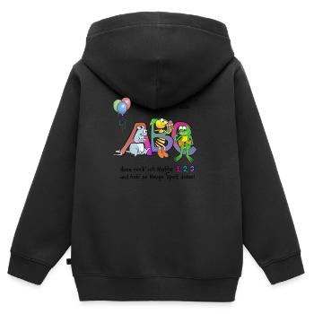 Das ABC - Kinder Premium Organic Zip Hoodie - Schwarz - Hinten - AI Model Kid Male (0cm)