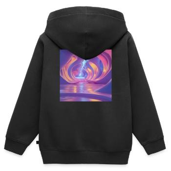 Fantasy Designs - Kinder Premium Organic Zip Hoodie - Schwarz - Hinten - AI Model Kid Male (0cm)