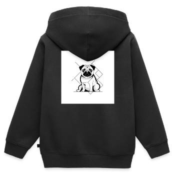 Mops Sitz - Kinder Premium Organic Zip Hoodie - Schwarz - Hinten - AI Model Kid Male (0cm)