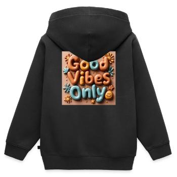 Des ondes positives Un quotidien rayonnant - Sweat Premium à capuche zippé enfant bio - noir - Dos - AI Model Kid Male (0cm)