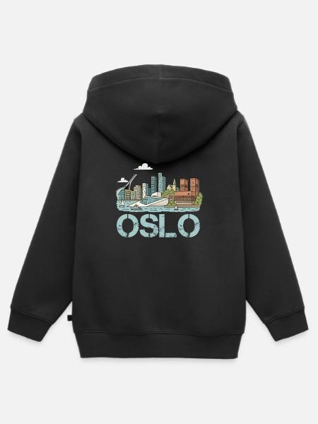 oslo stadt - Kinder Premium Organic Zip Hoodie - Schwarz