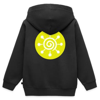 Sonne Symbol - Kinder Premium Organic Zip Hoodie - Schwarz - Hinten - AI Model Kid Male (0cm)