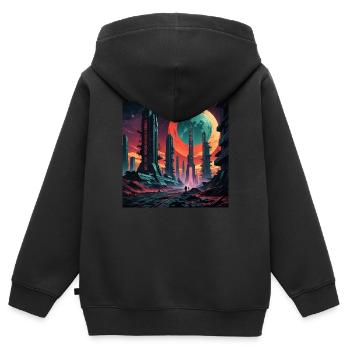 1751541452878 - Kinder Premium Organic Zip Hoodie - Schwarz - Hinten - AI Model Kid Male (0cm)