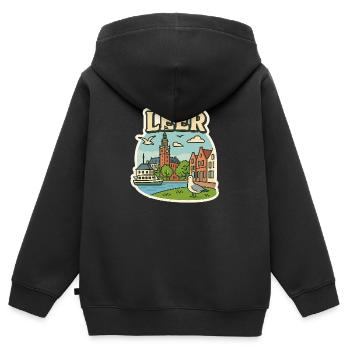Leer - Kinder Premium Organic Zip Hoodie - Schwarz - Hinten - AI Model Kid Male (0cm)