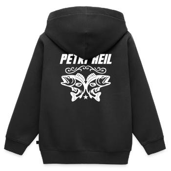 Petri Heil Fischen - Kinder Premium Organic Zip Hoodie - Schwarz - Hinten - AI Model Kid Male (0cm)