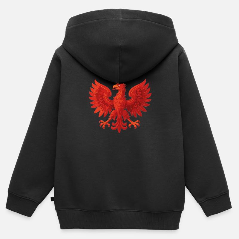 Pologne Polska aigle drapeau drapeau épique cadeau - Sweat Premium à capuche zippé enfant bio - noir