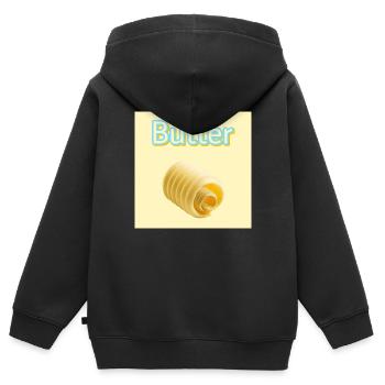 Beurre - Sweat Premium à capuche zippé enfant bio - noir - Dos - AI Model Kid Male (0cm)