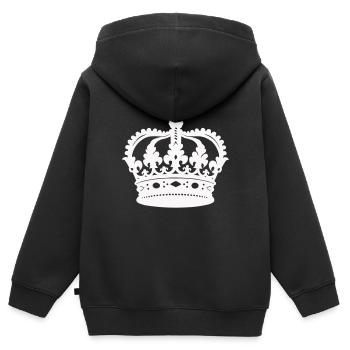 krone - Kinder Premium Organic Zip Hoodie - Schwarz - Hinten - AI Model Kid Male (0cm)