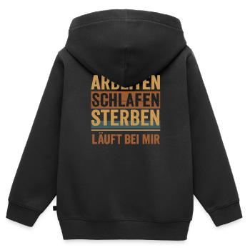 Arbeit - Kinder Premium Organic Zip Hoodie - Schwarz - Hinten - AI Model Kid Male (0cm)