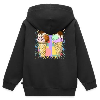 Eis - Kinder Premium Organic Zip Hoodie - Schwarz - Hinten - AI Model Kid Male (0cm)