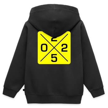 2025 - Kinder Premium Organic Zip Hoodie - Schwarz - Hinten - AI Model Kid Male (0cm)