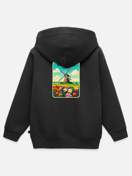 Werder Havel Windmühle - Kinder Premium Organic Zip Hoodie - Schwarz