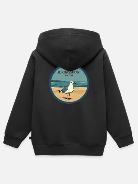 Heringsdorf - Kinder Premium Organic Zip Hoodie - Schwarz