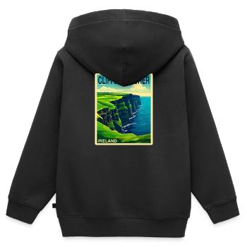falaises de moher Irlande - Sweat Premium à capuche zippé enfant bio - noir - Dos - AI Model Kid Male (0cm)