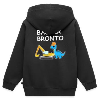 Excavatrice Bronto - Sweat Premium à capuche zippé enfant bio - noir - Dos - AI Model Kid Male (0cm)