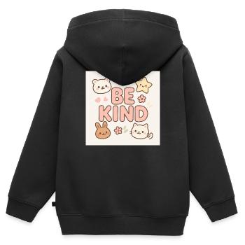 Be kind - Cute design - Kinder Premium Organic Zip Hoodie - Schwarz - Hinten - AI Model Kid Male (0cm)