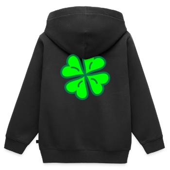 Trèfle Chanceux - Sweat Premium à capuche zippé enfant bio - noir - Dos - AI Model Kid Male (0cm)