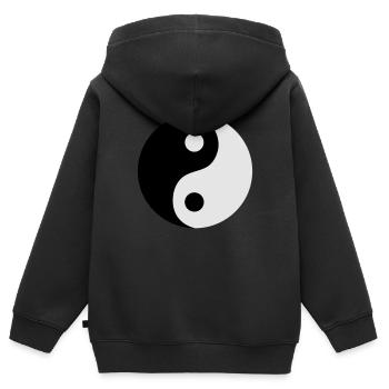 Ying et Yang - Sweat Premium à capuche zippé enfant bio - noir - Dos - AI Model Kid Male (0cm)