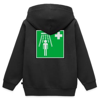 Clean Douche hôpital - Sweat Premium à capuche zippé enfant bio - noir - Dos - AI Model Kid Male (0cm)