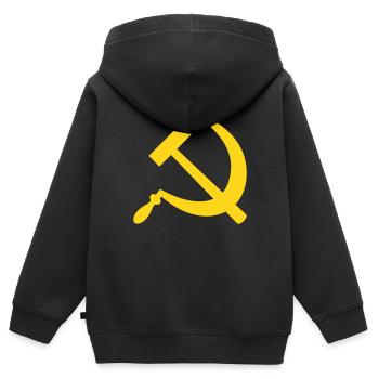 hammer and sickle / Hammer & Sichel - Kinder Premium Organic Zip Hoodie - Schwarz - Hinten - AI Model Kid Male (0cm)