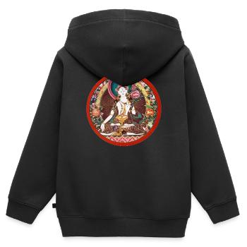 Weisse Tara - Kinder Premium Organic Zip Hoodie - Schwarz - Hinten - AI Model Kid Male (0cm)