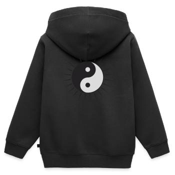 Yin Yang Sonne - Kinder Premium Organic Zip Hoodie - Schwarz - Hinten - AI Model Kid Male (0cm)