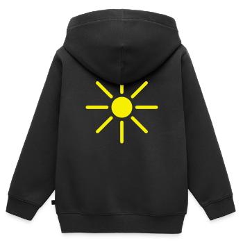 sonne - Kinder Premium Organic Zip Hoodie - Schwarz - Hinten - AI Model Kid Male (0cm)