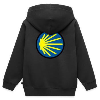 jakobsweg rund - Kinder Premium Organic Zip Hoodie - Schwarz - Hinten - AI Model Kid Male (0cm)