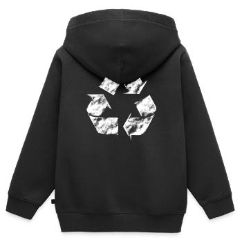 recycling arrow used - Kinder Premium Organic Zip Hoodie - Schwarz - Hinten - AI Model Kid Male (0cm)