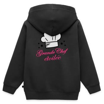 grande chef étoilée - Sweat Premium à capuche zippé enfant bio - noir - Dos - AI Model Kid Male (0cm)