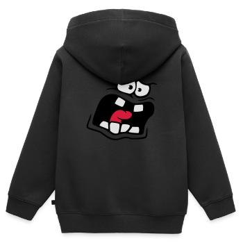 Schreiendes Ängstliches Comic Cartoon Gesicht - Kinder Premium Organic Zip Hoodie - Schwarz - Hinten - AI Model Kid Male (0cm)
